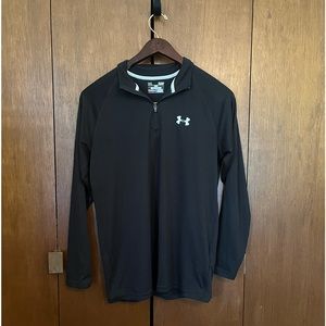 Under Armour Mens Small Heat Gear 1/4 Zip Black Pull Over